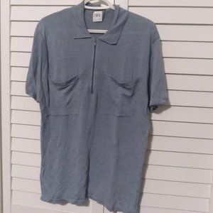 Zara light blue men's knit polo | L